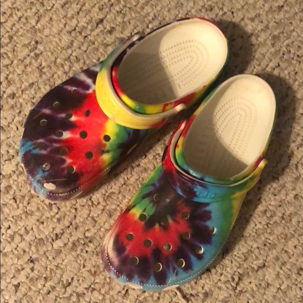 Tie-dye crocs